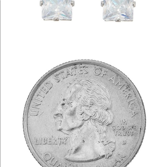 Cubic Zirconia Square Studs - Picture 6 of 9